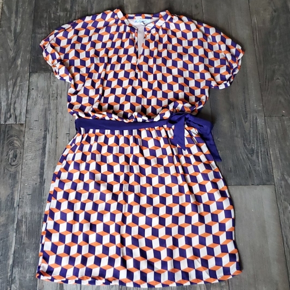 Acclaimed Abstract Geometric Print Shirt Dress - Picture 2 of 8